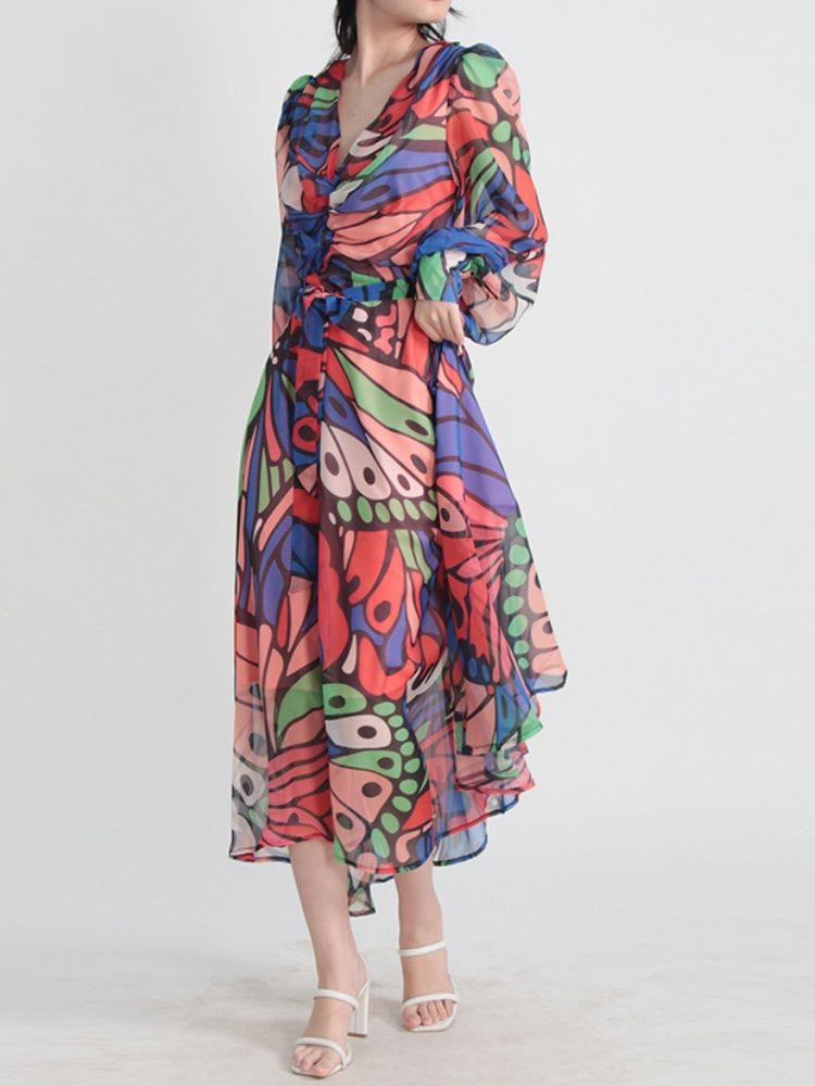 BOHEMIAN THE LABEL  Adele V Neck Long Sleeve Dress