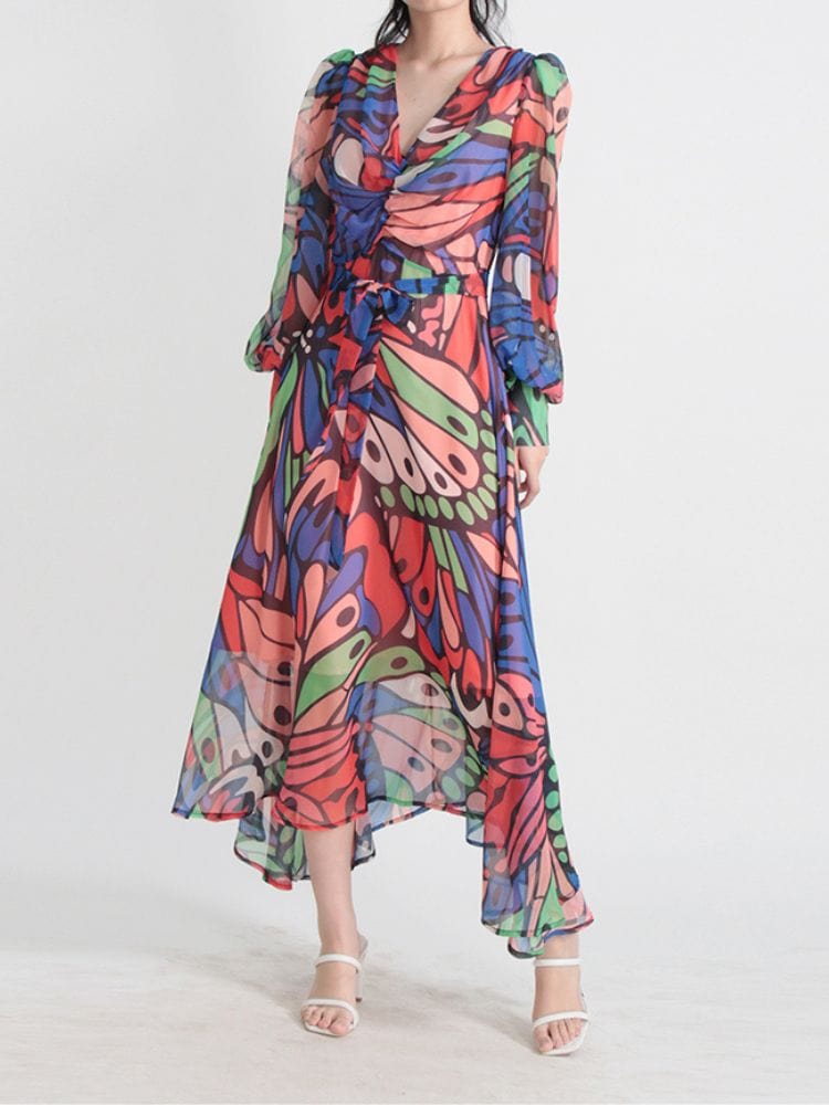 BOHEMIAN THE LABEL  Adele V Neck Long Sleeve Dress