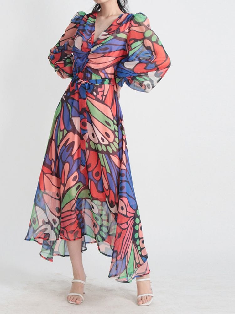 BOHEMIAN THE LABEL  Adele V Neck Long Sleeve Dress