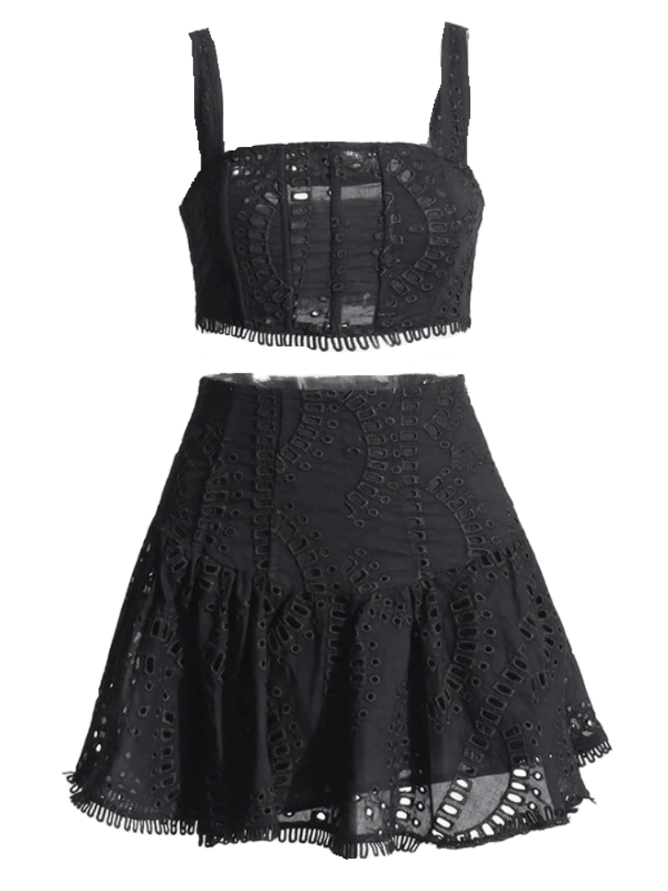 BOHEMIAN THE LABEL CLASSIC BLACK / S Cora Crop Top and Skirt Set