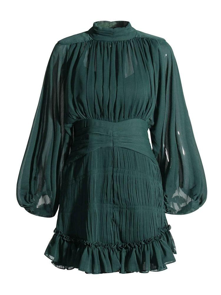 BOHEMIAN THE LABEL  EMERALD GREEN / S Nicola Long Sleeve Mini Dress