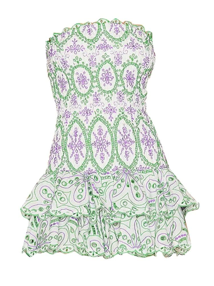 BOHEMIAN THE LABEL GREEN FOREST FLORAL / S Cora Print Mini Dress