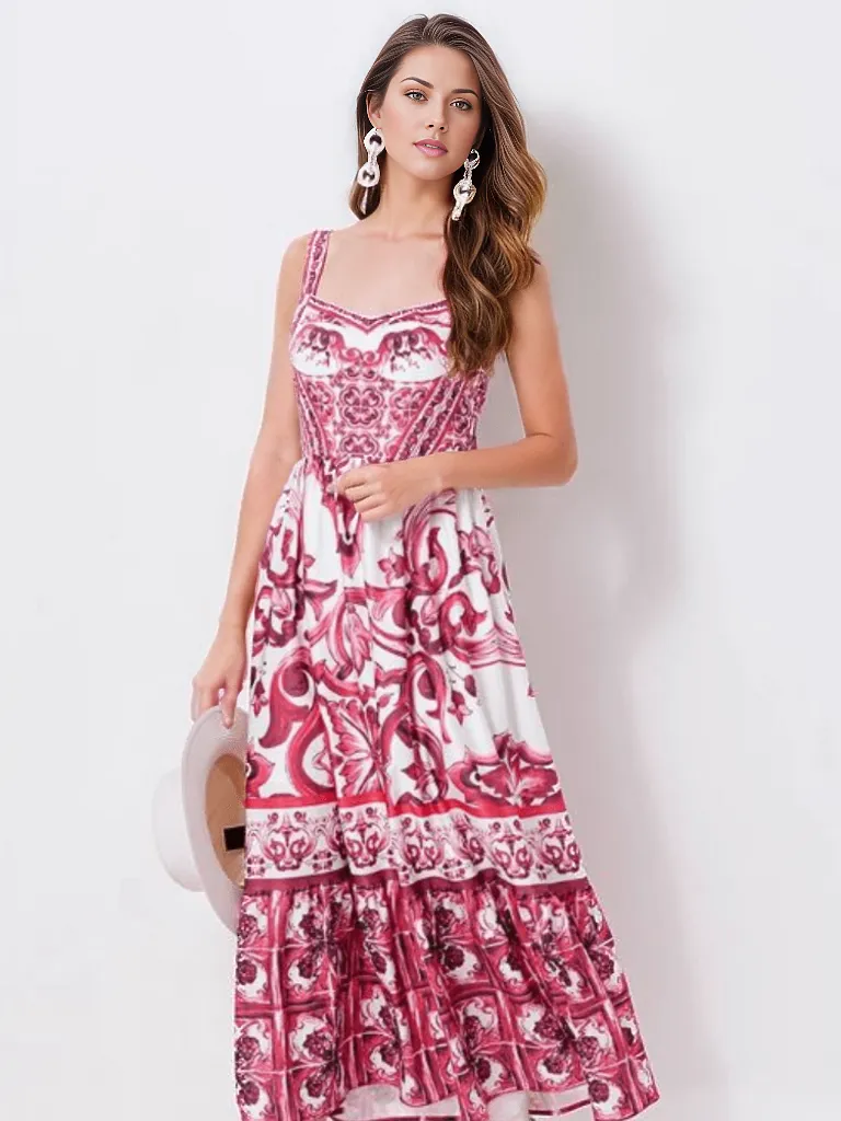 BOHEMIAN THE LABEL  Kim Corset Print Maxi Gown Dress