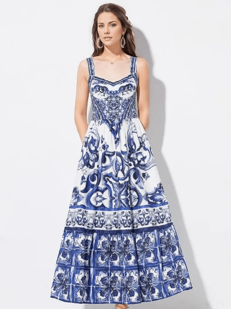 BOHEMIAN THE LABEL  Kim Corset Print Maxi Gown Dress