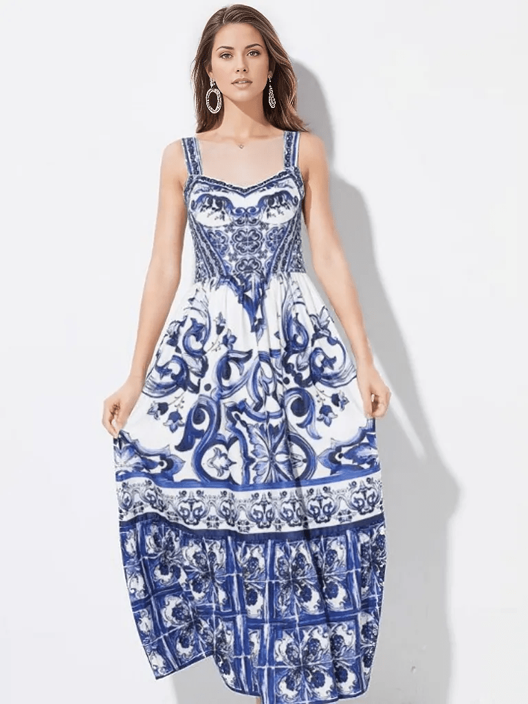 BOHEMIAN THE LABEL Kim Corset Print Maxi Gown Dress