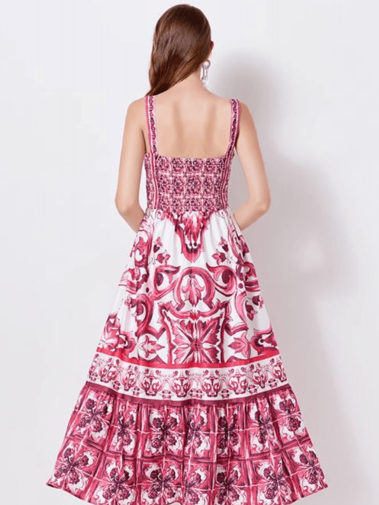 BOHEMIAN THE LABEL Kim Corset Print Maxi Gown Dress