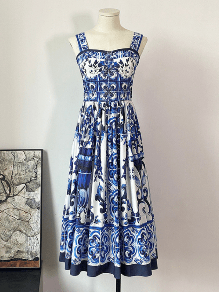 BOHEMIAN THE LABEL  Kim Corset Print Midi Dress