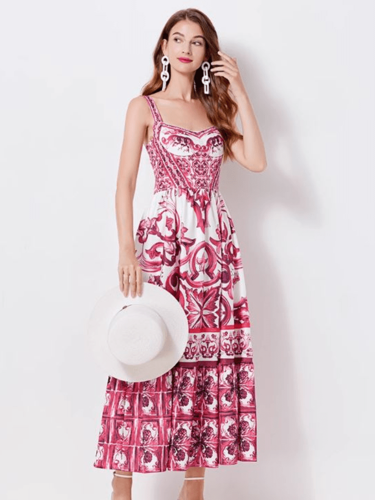 BOHEMIAN THE LABEL  Kim Corset Print Midi Dress