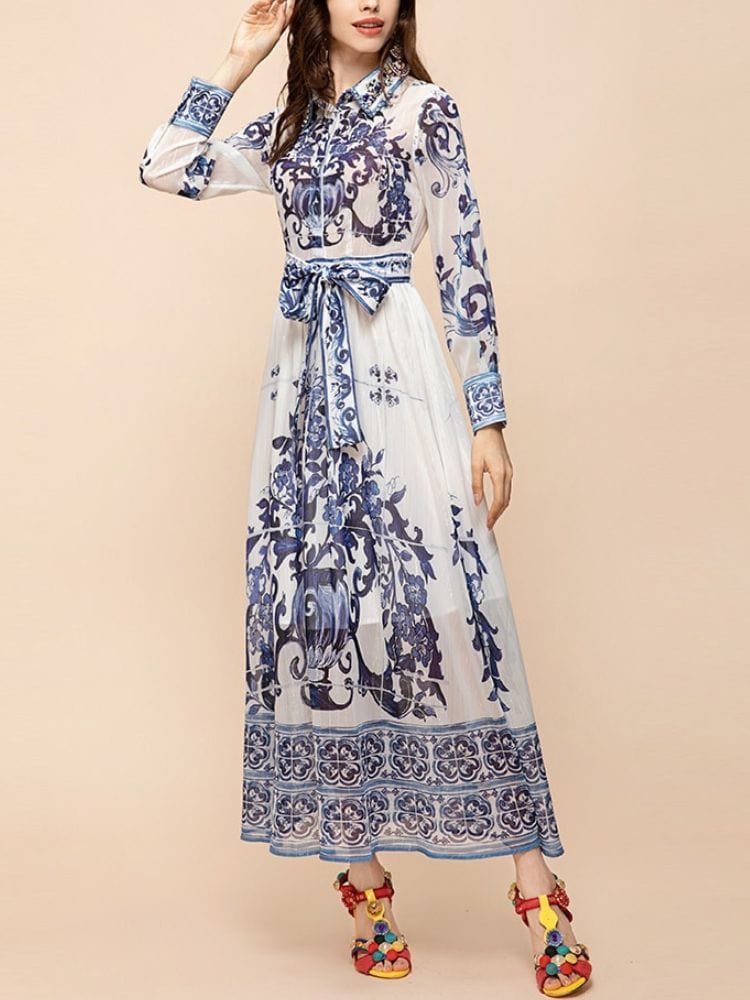 BOHEMIAN THE LABEL  Kim Long Sleeve Print Midi Dress