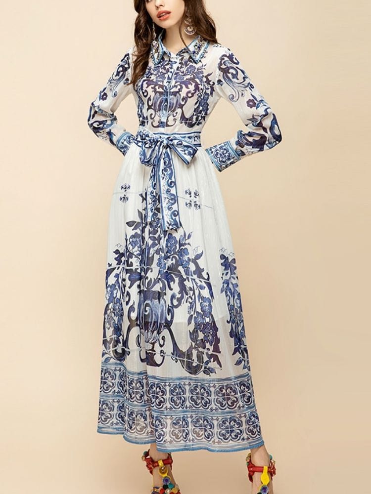 BOHEMIAN THE LABEL  Kim Long Sleeve Print Midi Dress