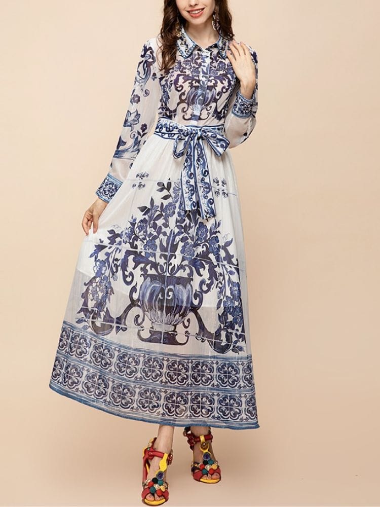 BOHEMIAN THE LABEL  Kim Long Sleeve Print Midi Dress