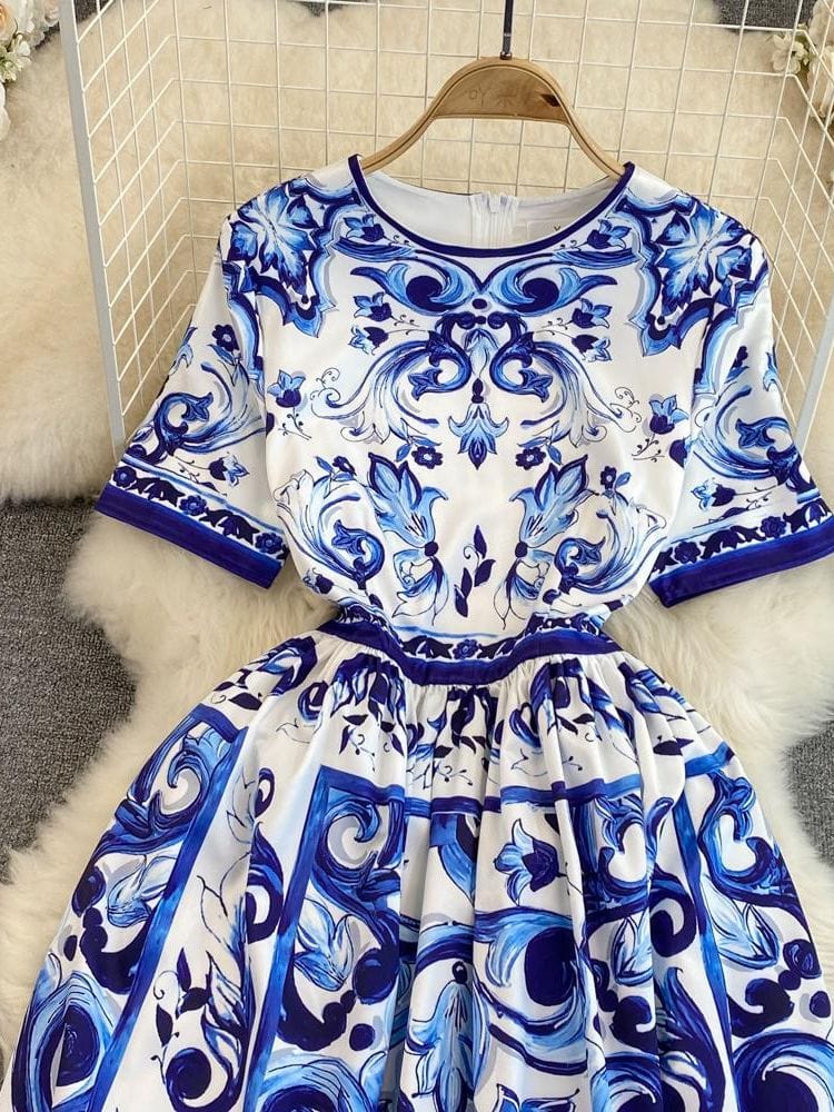 BOHEMIAN THE LABEL  Kim Short Sleeve Print Midi Dress