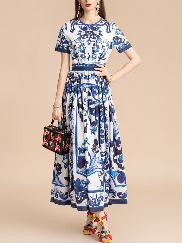 BOHEMIAN THE LABEL  Kim Short Sleeve Print Midi Dress