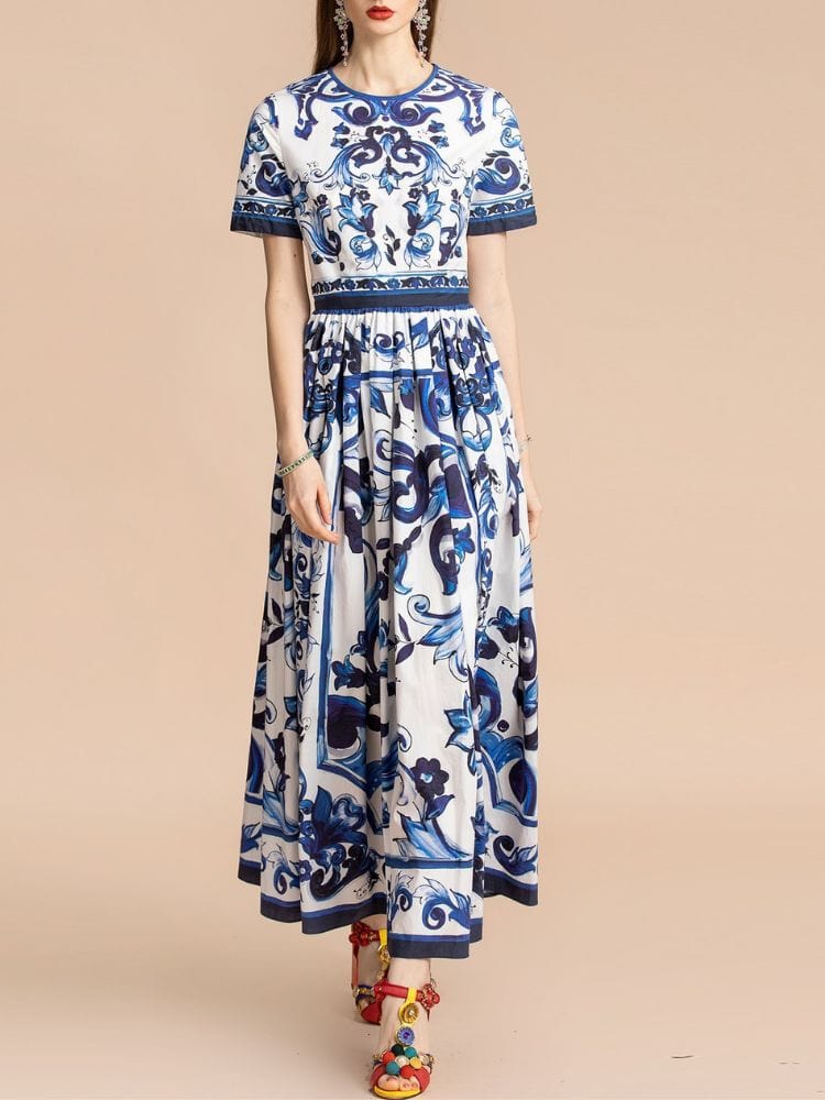 BOHEMIAN THE LABEL  Kim Short Sleeve Print Midi Dress