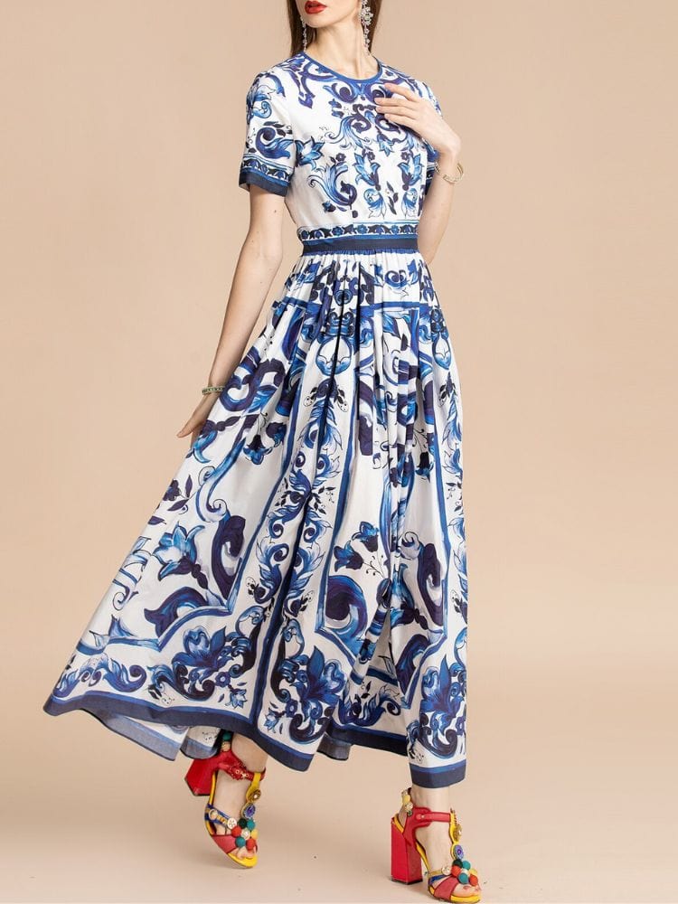 BOHEMIAN THE LABEL  Kim Short Sleeve Print Midi Dress