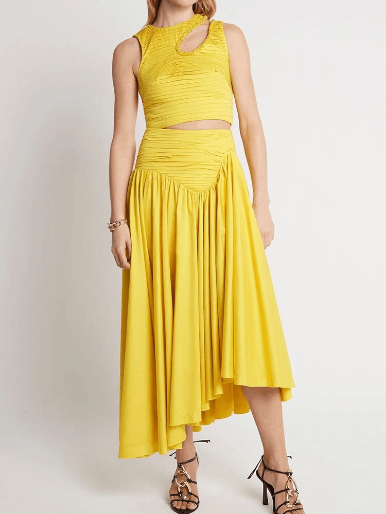 BOHEMIAN THE LABEL Lenni Crop Top and Skirt Set - Green Olive