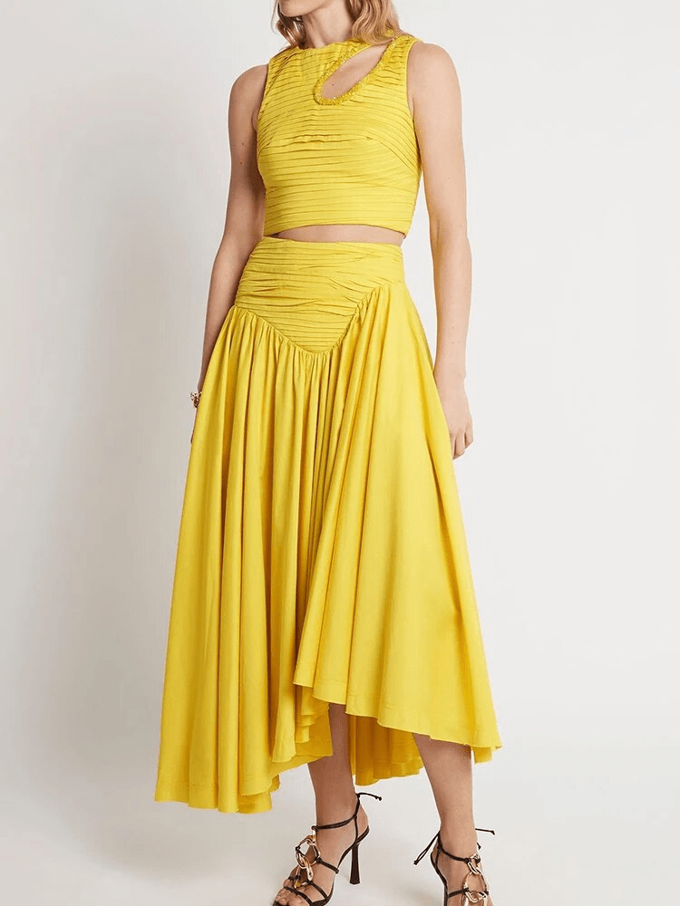 BOHEMIAN THE LABEL  Lenni Crop Top and Skirt Set - Yellow