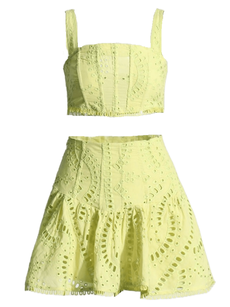 BOHEMIAN THE LABEL OLIVE GREEN / S Cora Crop Top and Skirt Set