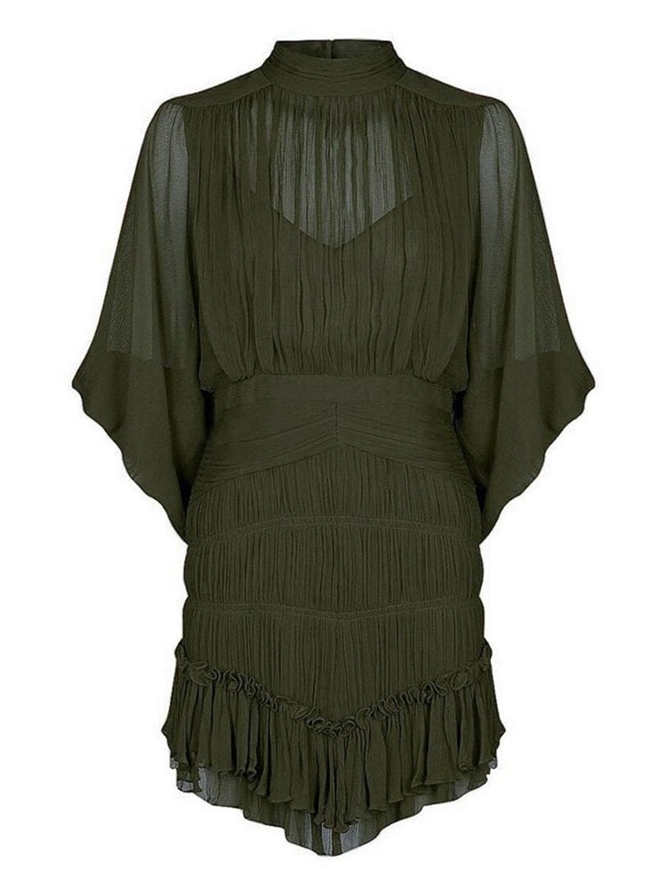 BOHEMIAN THE LABEL  OLIVE GREEN / S Nicola Long Sleeve Mini Dress