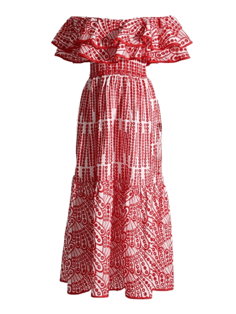 BOHEMIAN THE LABEL  RED PRINT / S Nicole Print Midi Dress