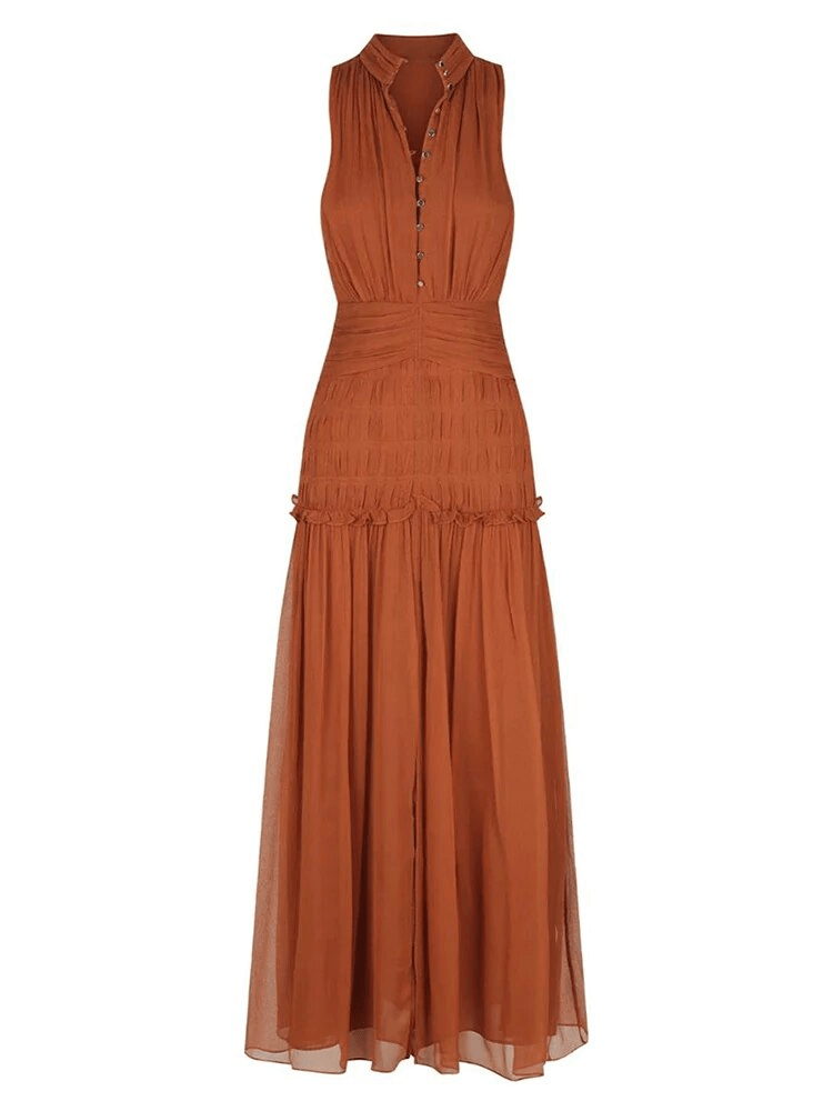 BOHEMIAN THE LABEL TAN BROWN / S Coco Sleeveless Midi Dress