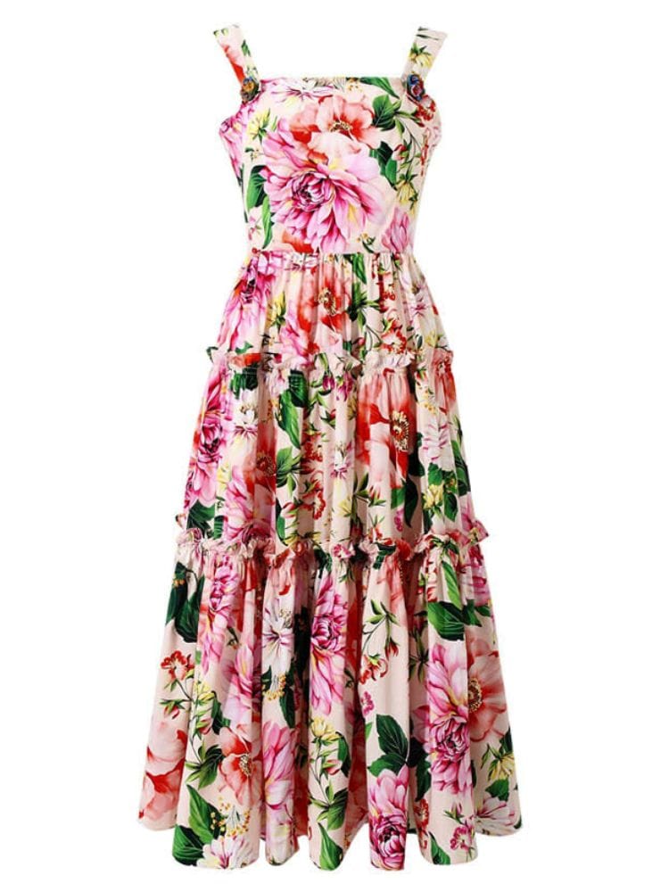 BOHEMIAN THE LABEL  VIOLET FLORAL / S Dani Corset Floral Midi Dress