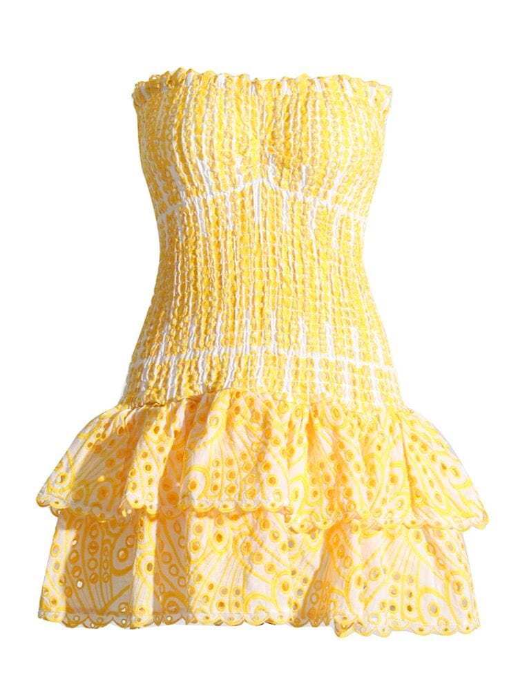 BOHEMIAN THE LABEL YELLOW PRINT / S Cora Strapless Print Mini Dress - Floral