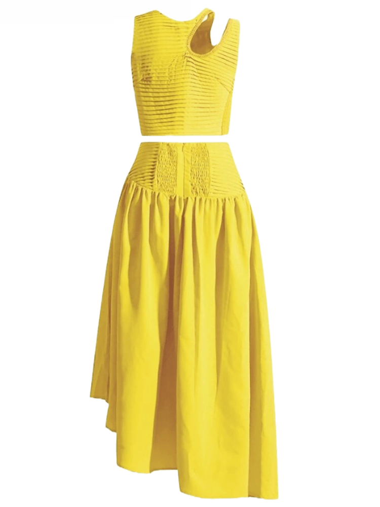 BOHEMIAN THE LABEL YELLOW / S Lenni Crop Top and Skirt Set - Green Olive