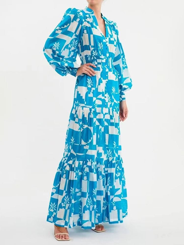 BOHEMIAN THE LABEL  Ane Long Sleeve Print Gown Maxi Dress