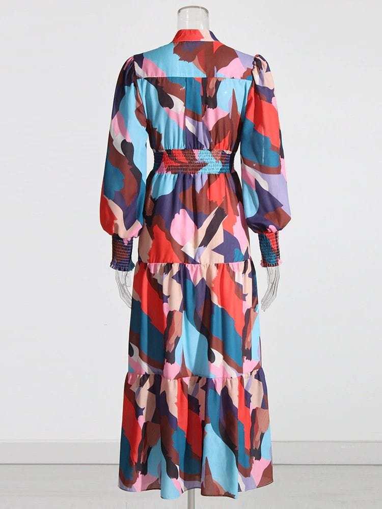 BOHEMIAN THE LABEL  Ane Long Sleeve Print Gown Maxi Dress