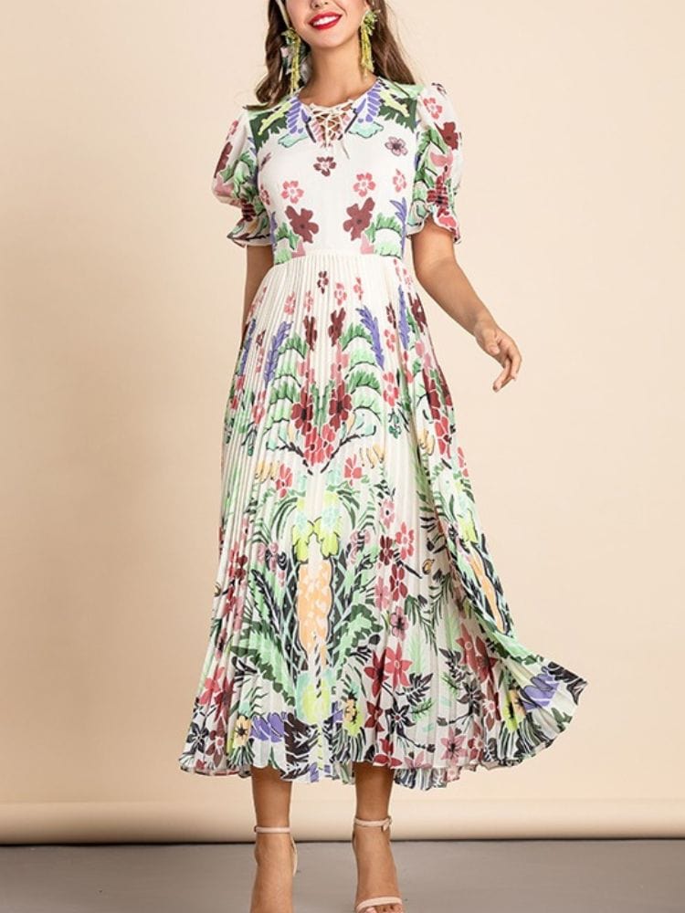 BOHEMIAN THE LABEL  Bay Short Sleeve Floral Midi Dress