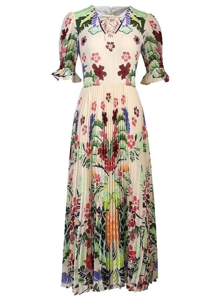 BOHEMIAN THE LABEL  Bay Short Sleeve Floral Midi Dress