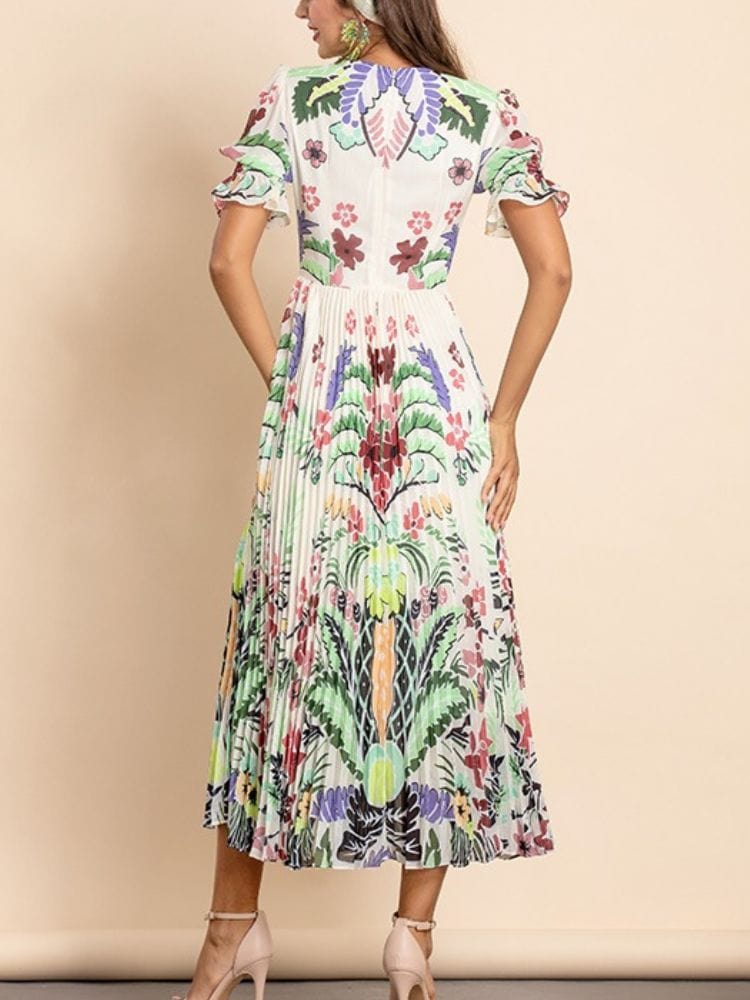 BOHEMIAN THE LABEL  Bay Short Sleeve Floral Midi Dress