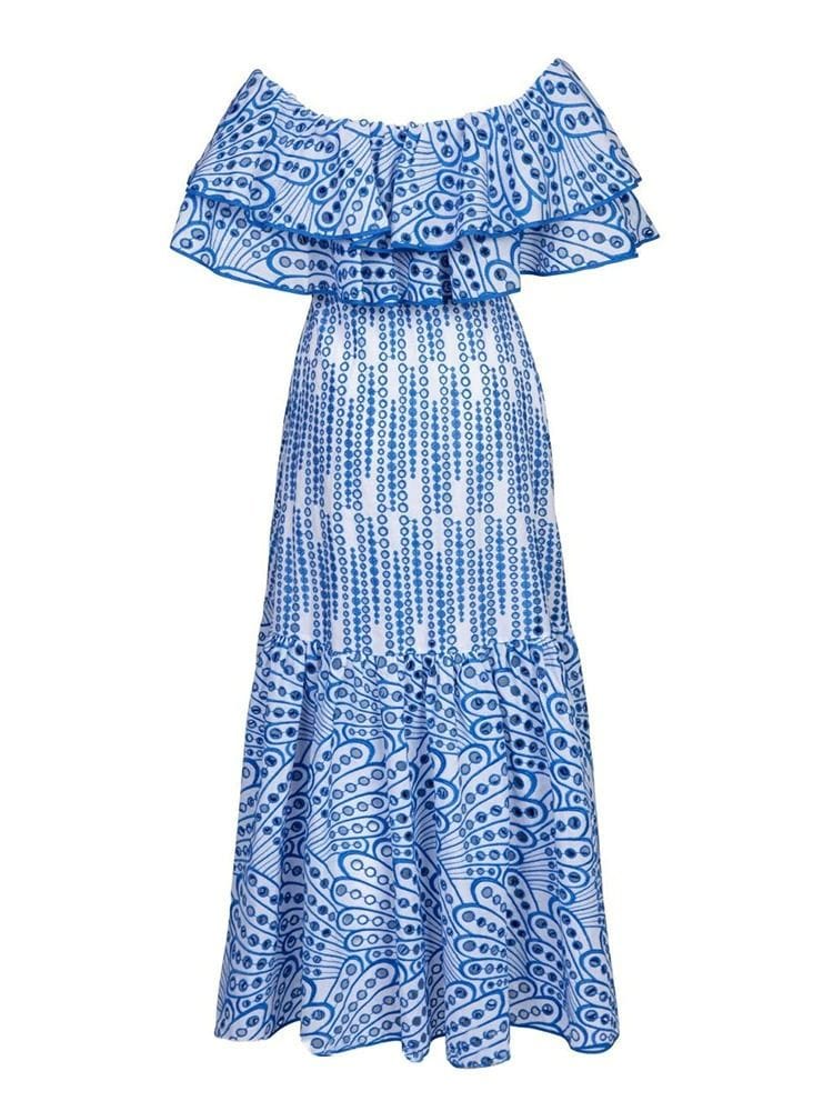 BOHEMIAN THE LABEL  BLUE PRINT / S Nicole Print Midi Dress