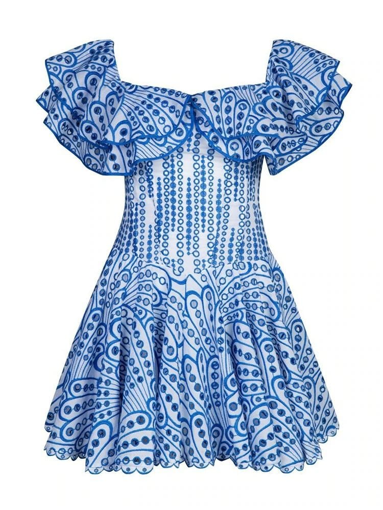 BOHEMIAN THE LABEL  BLUE PRINT / S Nicole Print Mini Dress