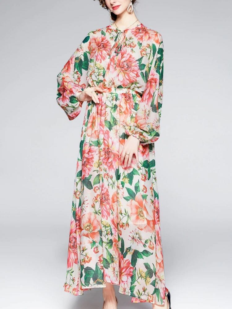 BOHEMIAN THE LABEL  Celene Long Sleeve Floral Gown Dress