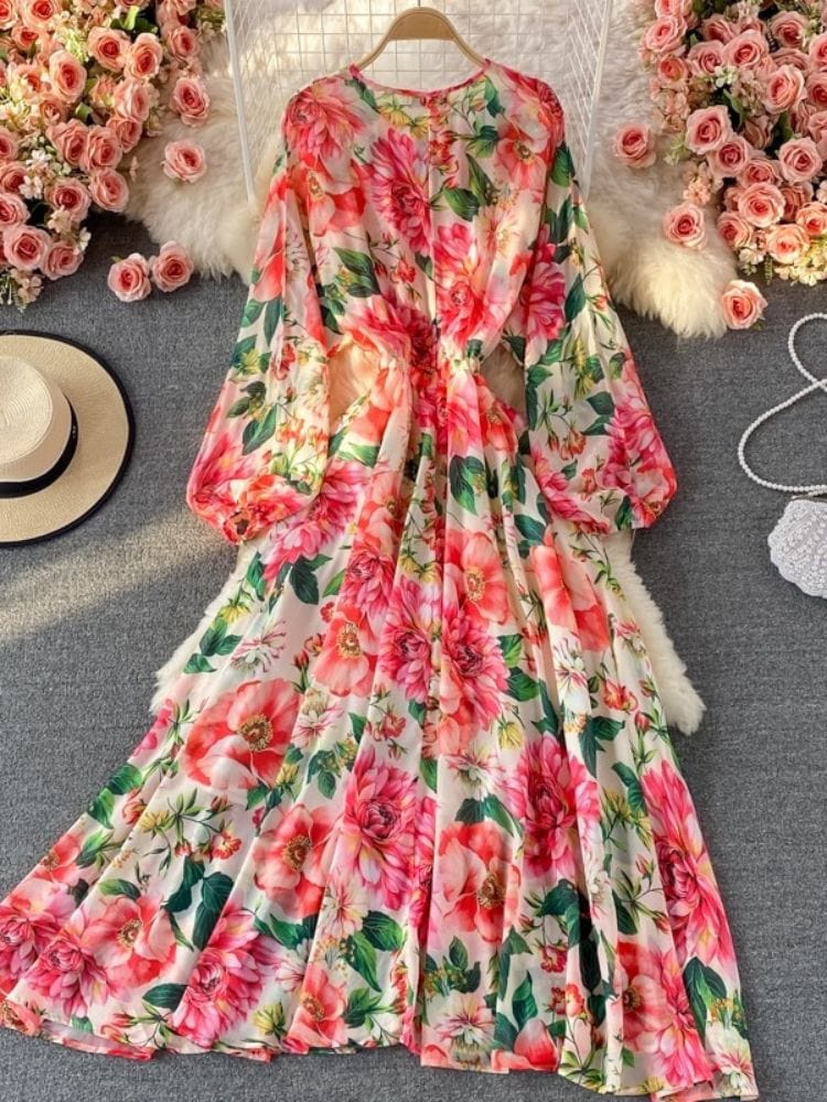 BOHEMIAN THE LABEL  Celene Long Sleeve Floral Gown Dress