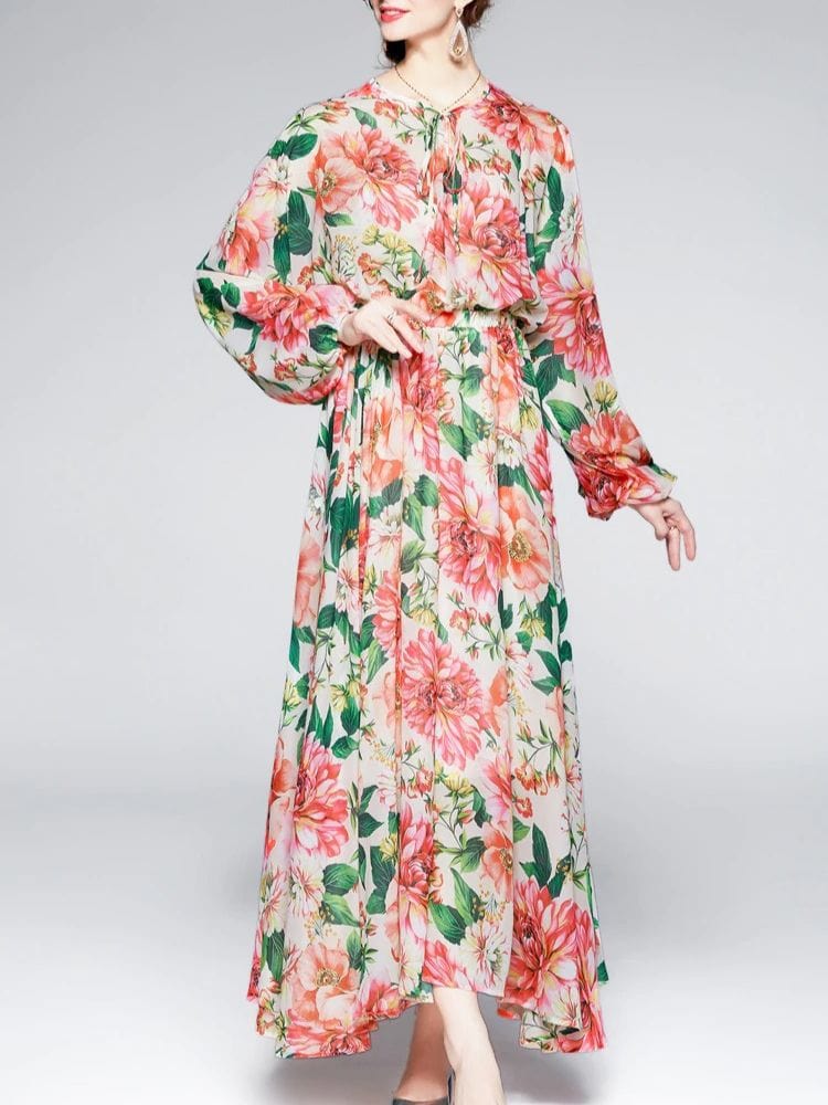 BOHEMIAN THE LABEL  Celene Long Sleeve Floral Gown Dress