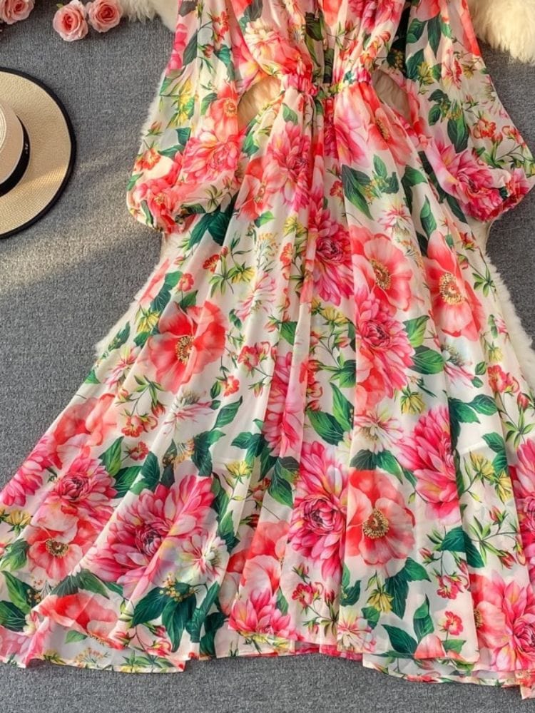 BOHEMIAN THE LABEL  Celene Long Sleeve Floral Gown Dress