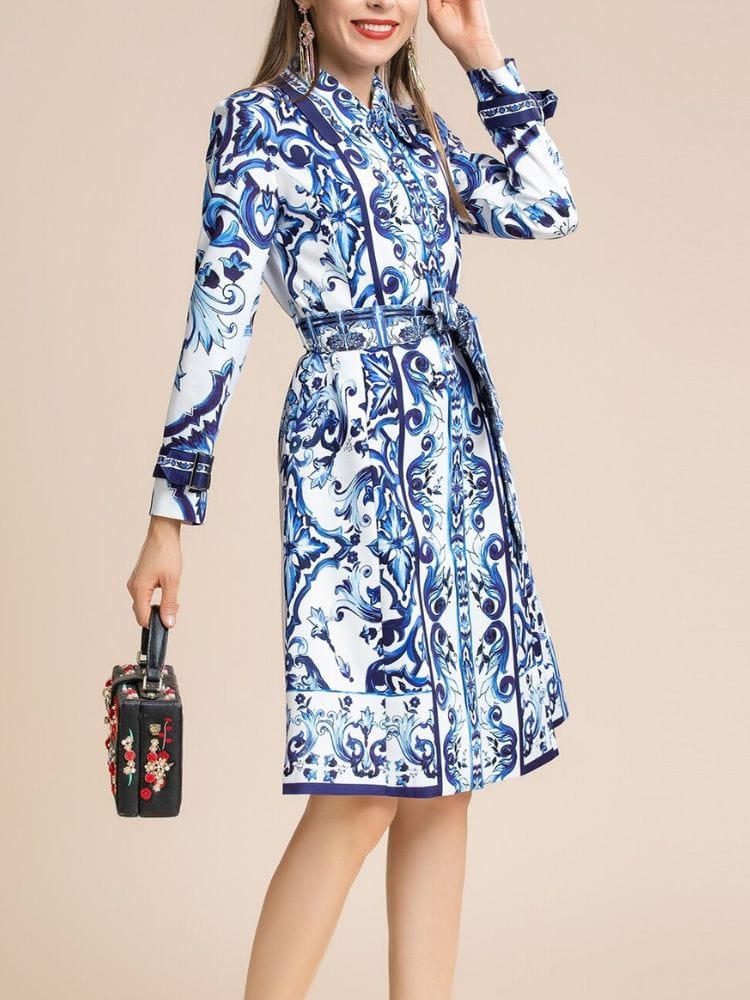 BOHEMIAN THE LABEL  Chloe Long Sleeve Shirt Print Dress