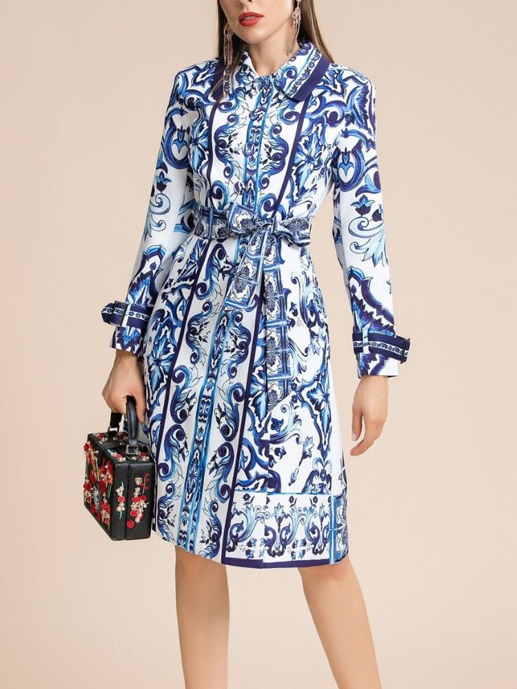 BOHEMIAN THE LABEL  Chloe Long Sleeve Shirt Print Dress