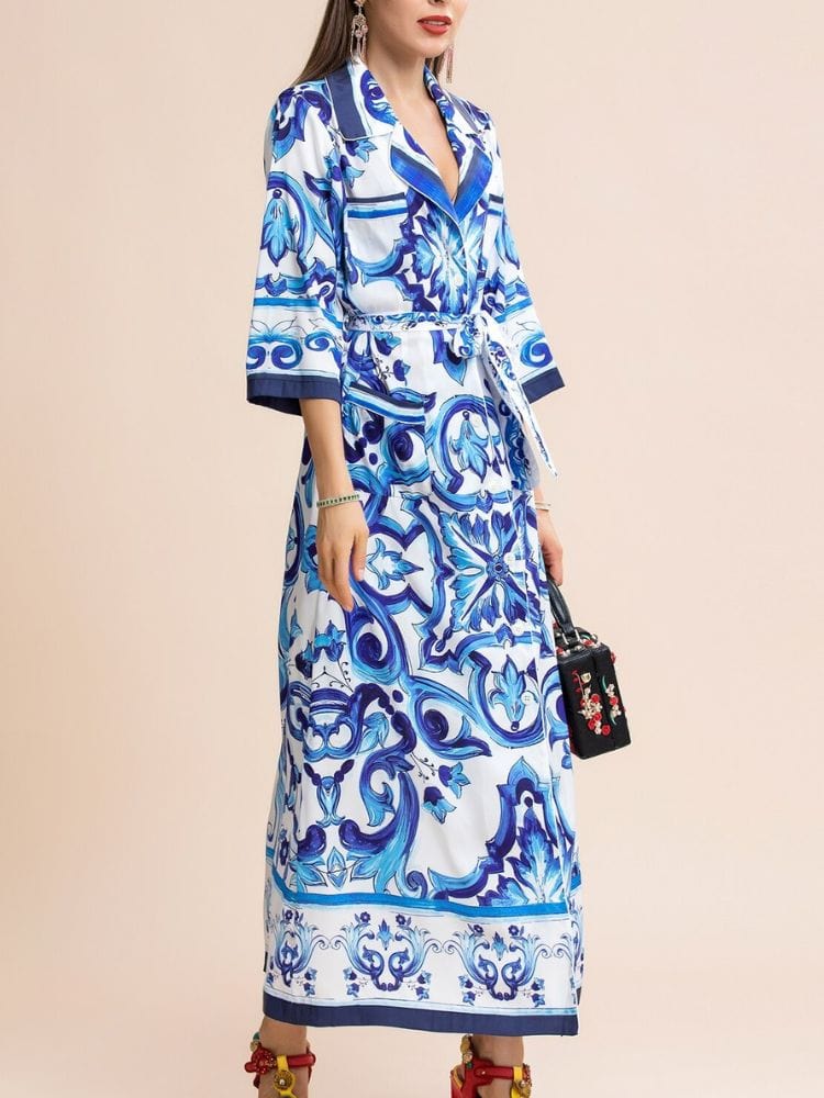 BOHEMIAN THE LABEL  Chloe Short Sleeve Shirt Print Midi Dress