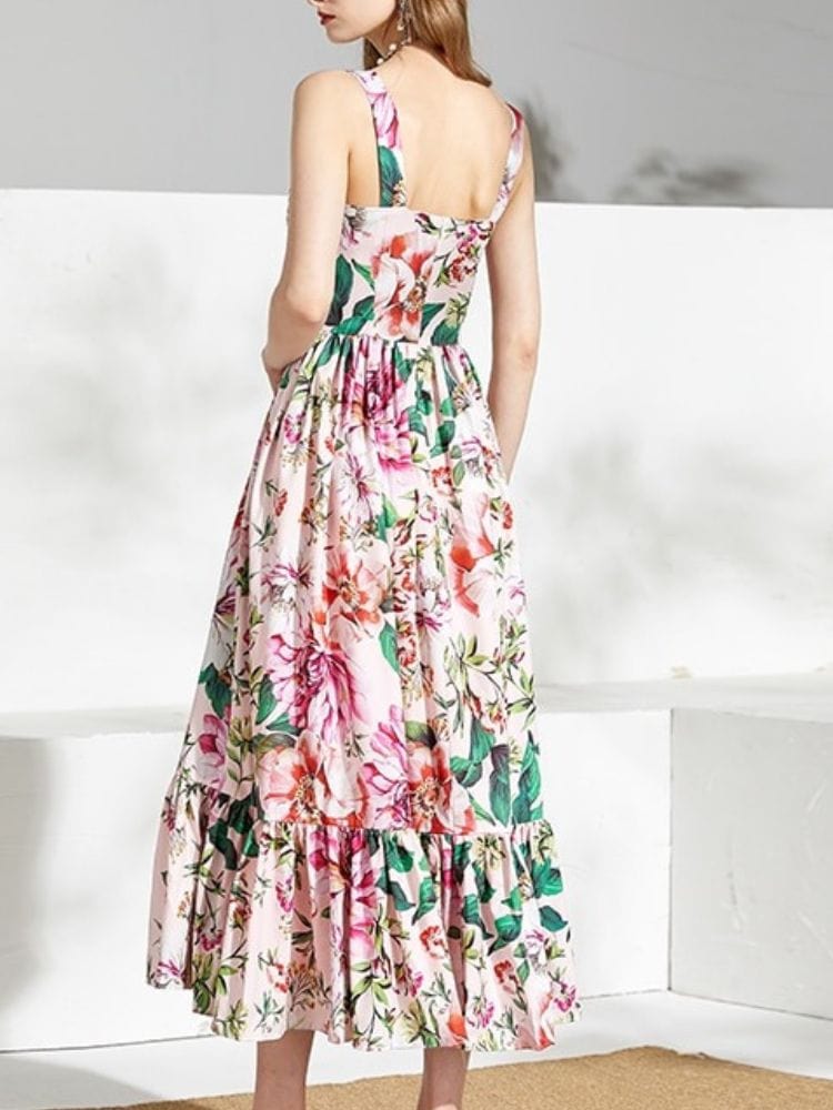 BOHEMIAN THE LABEL  Dani Corset Floral Midi Dress