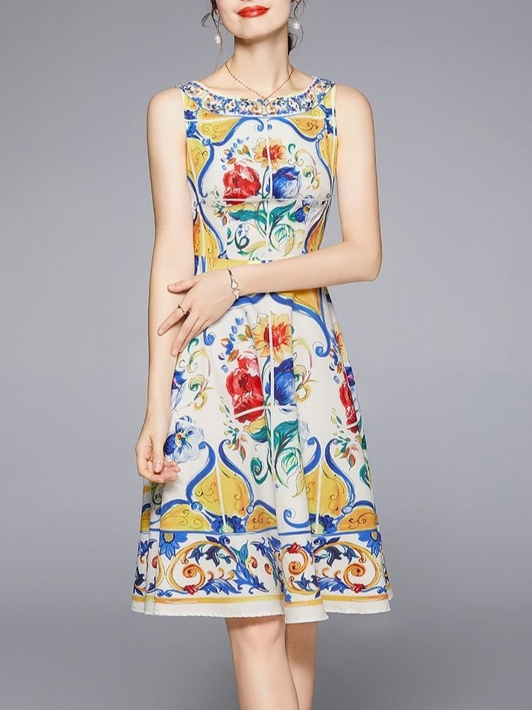 BOHEMIAN THE LABEL  Penny Sleeveless Print Dress