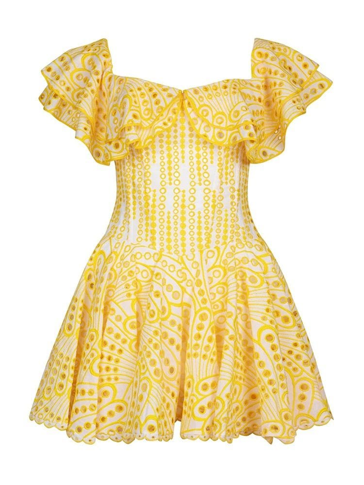 BOHEMIAN THE LABEL  YELLOW PRINT / S Nicole Print Mini Dress